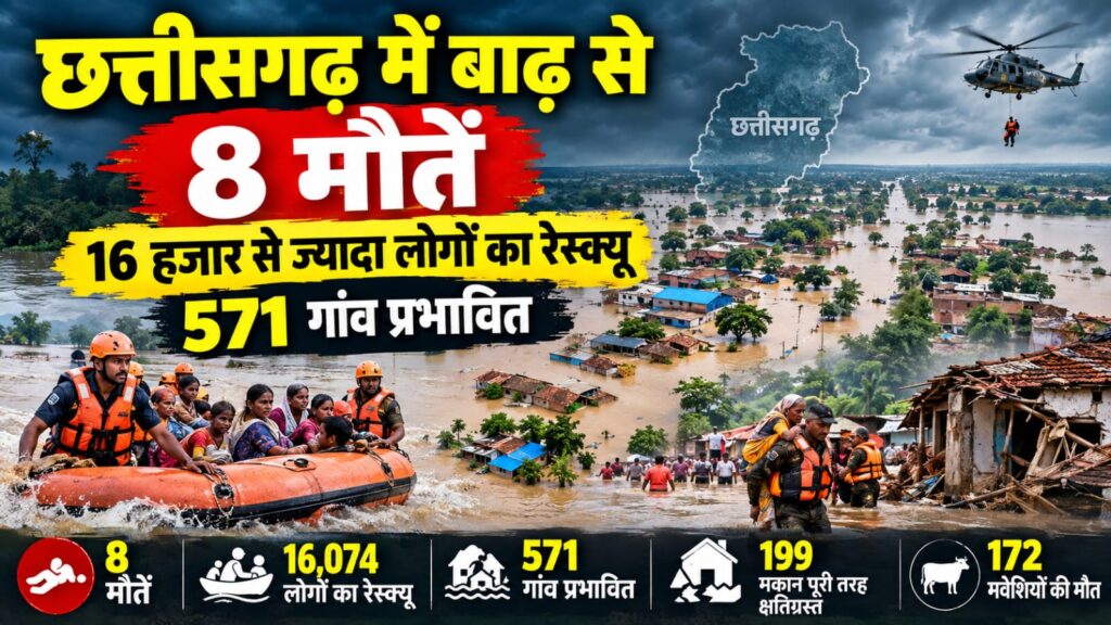 छत्तीसगढ़ बाढ़ प्रभावित इलाकों में राहत और बचाव अभियान