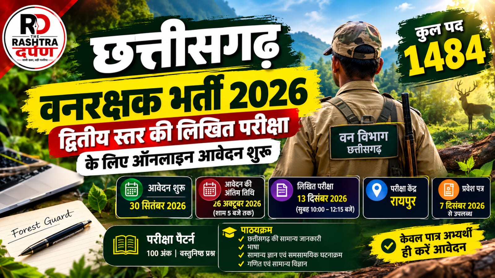 छत्तीसगढ़ वनरक्षक भर्ती 2026 लिखित परीक्षा